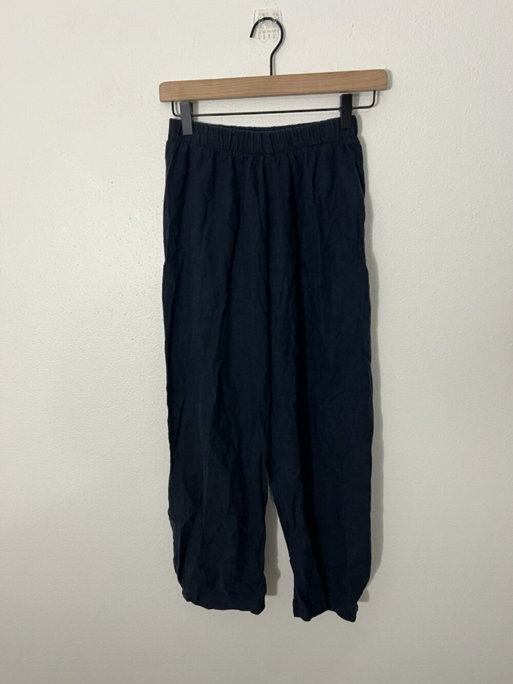 Heydari Dark Blue Gray Linen Pull On Pants Size Small